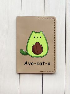 Шкіряна обкладинка на паспорт книжку :: Бежева (принт 306)