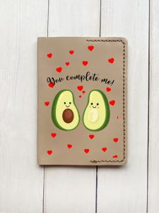 Шкіряна обкладинка на паспорт книжку :: Бежева (принт 307)