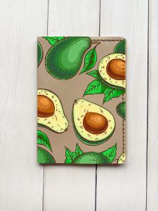 Шкіряна обкладинка на паспорт книжку :: Бежева (принт 308)