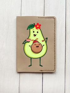 Шкіряна обкладинка на паспорт книжку :: Бежева (принт 309)