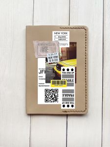 Шкіряна обкладинка на паспорт книжку :: Бежева (принт 314)