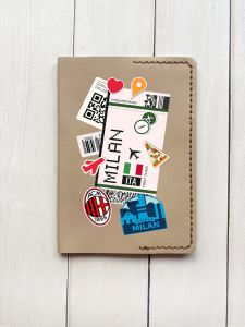 Шкіряна обкладинка на паспорт книжку :: Бежева (принт 325)