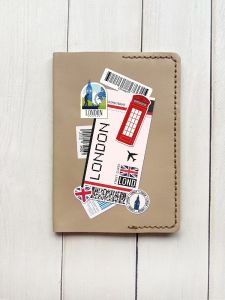 Шкіряна обкладинка на паспорт книжку :: Бежева (принт 326)