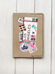 Шкіряна обкладинка на паспорт книжку :: Бежева (принт 328)