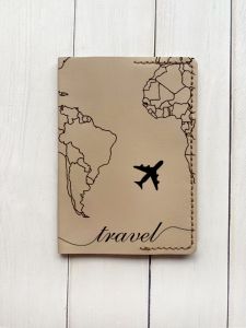 Шкіряна обкладинка на паспорт книжку :: Бежева (принт 330)