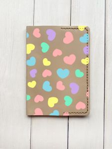 Шкіряна обкладинка на паспорт книжку :: Бежева (принт 335)