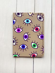 Шкіряна обкладинка на паспорт книжку :: Бежева (принт 336)