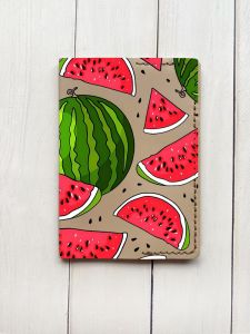 Шкіряна обкладинка на паспорт книжку :: Бежева (принт 341)