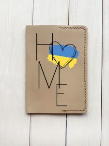 Шкіряна обкладинка на паспорт книжку :: Бежева (принт 353)