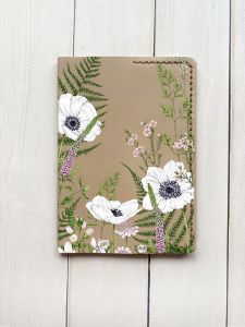 Шкіряна обкладинка на паспорт книжку :: Бежева (принт 363)