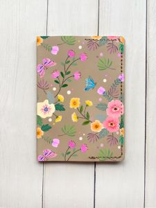 Шкіряна обкладинка на паспорт книжку :: Бежева (принт 369)