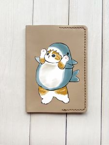 Шкіряна обкладинка на паспорт книжку :: Бежева (принт 379)