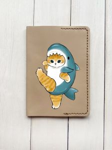 Шкіряна обкладинка на паспорт книжку :: Бежева (принт 380)