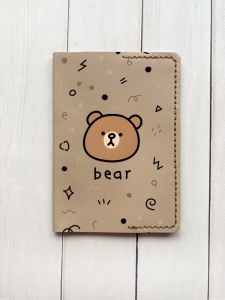 Шкіряна обкладинка на паспорт книжку :: Бежева (принт 76)