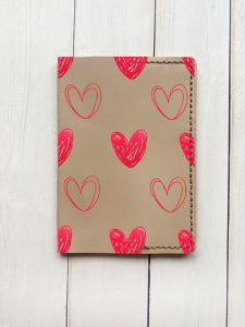 Шкіряна обкладинка на паспорт книжку :: Бежева (принт 77)