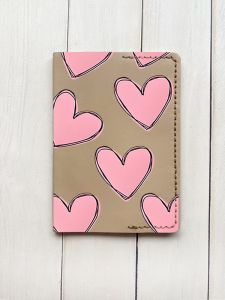 Шкіряна обкладинка на паспорт книжку :: Бежева (принт 78)