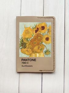 Шкіряна обкладинка на паспорт книжку :: Бежева (принт 81)