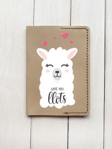 Шкіряна обкладинка на паспорт книжку :: Бежева (принт 94)