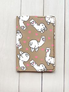 Шкіряна обкладинка на паспорт книжку :: Бежева (принт 95)