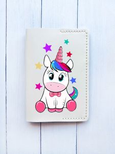 Шкіряна обкладинка на паспорт книжку :: Біла (принт 102)