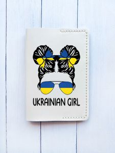 Шкіряна обкладинка на паспорт книжку :: Біла (принт 113)