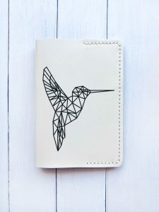 Шкіряна обкладинка на паспорт книжку :: Біла (принт 122)