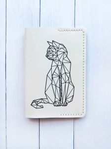 Шкіряна обкладинка на паспорт книжку :: Біла (принт 124)