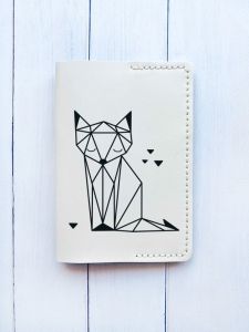 Шкіряна обкладинка на паспорт книжку :: Біла (принт 126)