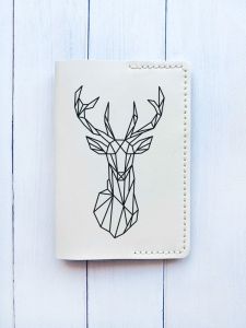 Шкіряна обкладинка на паспорт книжку :: Біла (принт 128)