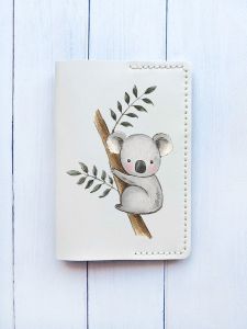 Шкіряна обкладинка на паспорт книжку :: Біла (принт 132)