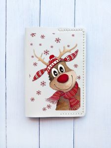 Шкіряна обкладинка на паспорт книжку :: Біла (принт 149)