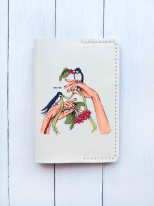 Шкіряна обкладинка на паспорт книжку :: Біла (принт 15)