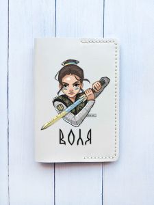 Шкіряна обкладинка на паспорт книжку :: Біла (принт 169)