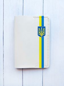 Шкіряна обкладинка на паспорт книжку :: Біла (принт 253)