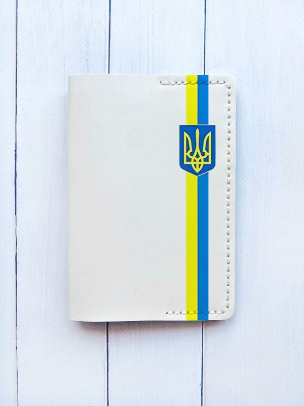 Шкіряна обкладинка на паспорт книжку :: Біла (принт 253)