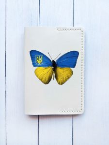 Шкіряна обкладинка на паспорт книжку :: Біла (принт 255)