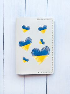 Шкіряна обкладинка на паспорт книжку :: Біла (принт 258)