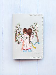 Шкіряна обкладинка на паспорт книжку :: Біла (принт 27)