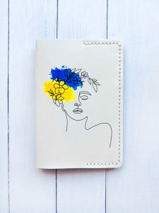 Шкіряна обкладинка на паспорт книжку :: Біла (принт 3)