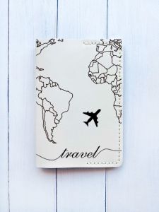 Шкіряна обкладинка на паспорт книжку :: Біла (принт 330)