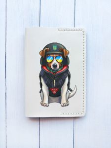 Шкіряна обкладинка на паспорт книжку :: Біла (принт 4)