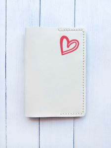 Шкіряна обкладинка на паспорт книжку :: Біла (принт 46)