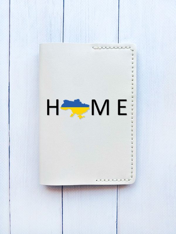 Шкіряна обкладинка на паспорт книжку :: Біла (принт 72)