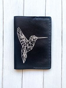 Шкіряна обкладинка на паспорт книжку :: Чорна (принт 123)