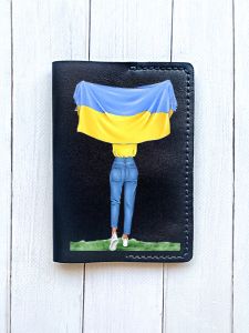 Шкіряна обкладинка на паспорт книжку :: Чорна (принт 263)