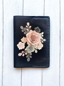 Шкіряна обкладинка на паспорт книжку :: Чорна (принт 275)