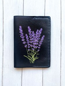 Шкіряна обкладинка на паспорт книжку :: Чорна (принт 28)