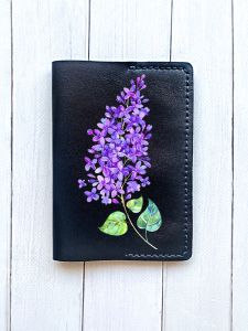 Шкіряна обкладинка на паспорт книжку :: Чорна (принт 280)