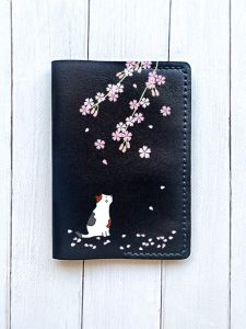 Шкіряна обкладинка на паспорт книжку :: Чорна (принт 283)