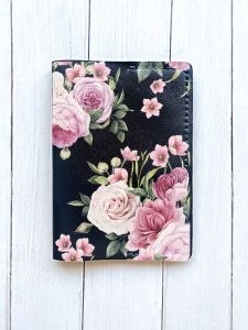 Шкіряна обкладинка на паспорт книжку :: Чорна (принт 287)